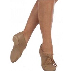 New Leo's Jazz Dance Shoes  4.5 M Tan  Split Sole Lace Up w Box
